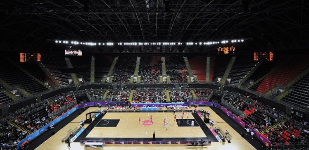 A Arena de Basquete da Olimpíada de Londres, que será totalmente desmontada após os Jogos Olímpicos